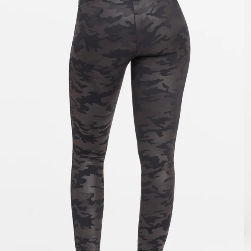 Camo faux leather Spanx leggings